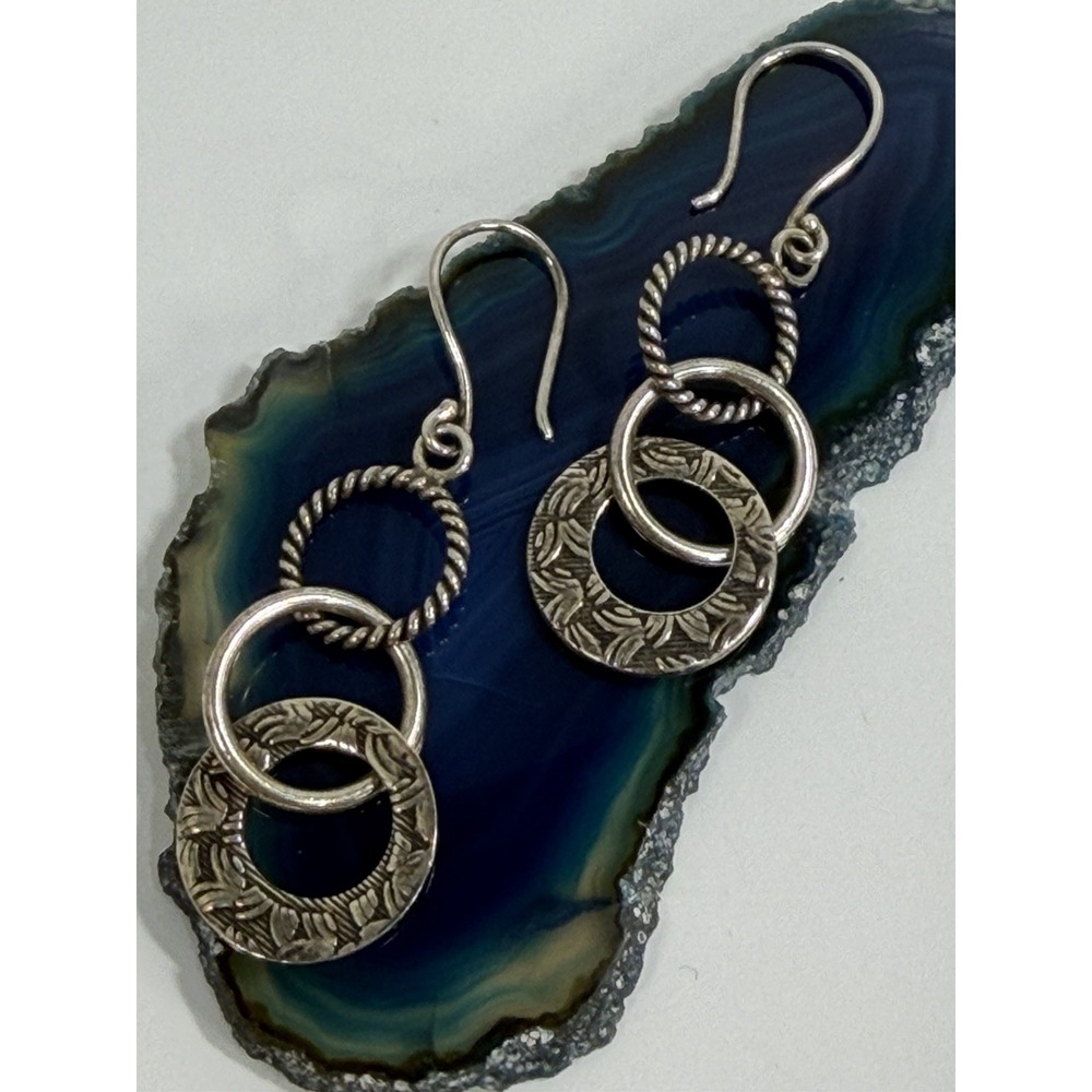 SILPADA Earrings Sterling Silver 925 Triple Threat Circles Dangle W1616 Retired